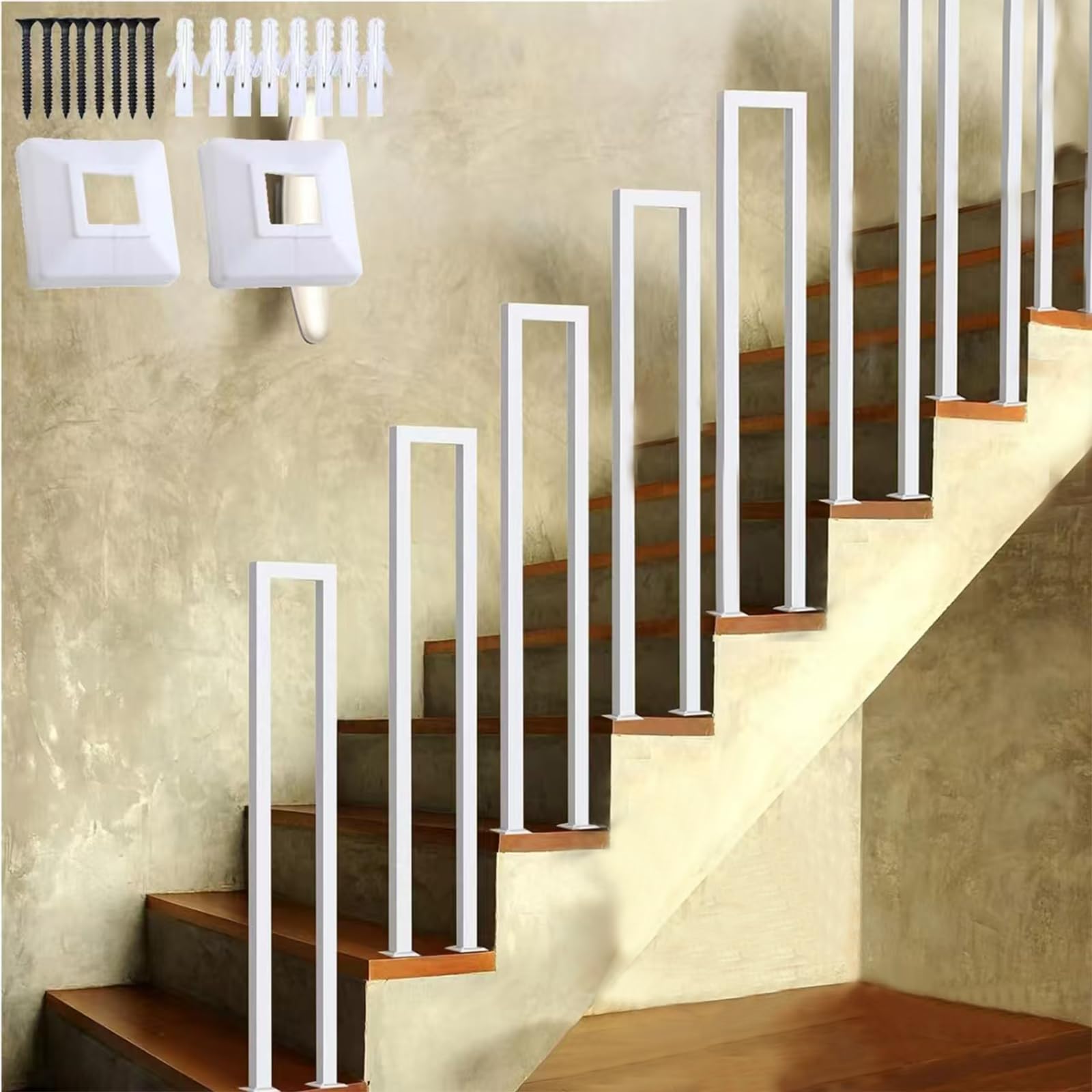 U-Shaped Railing Stairs, Outdoor Handrail, Indoor Stair Banister, Handrails for Stairs, Hand Rails Outside Steps, Grab Rails Outdoor, Stair Handrail for Balconies, Hallways, Apartments, Villas