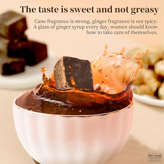 Hee Creek Yunnan Handmade Old Brown Sugar Ginger Tea 12oz/340g Black Sugar Ginger Tea Cubes Chinese Traditional Pure Raw Sugarcane Individual Package