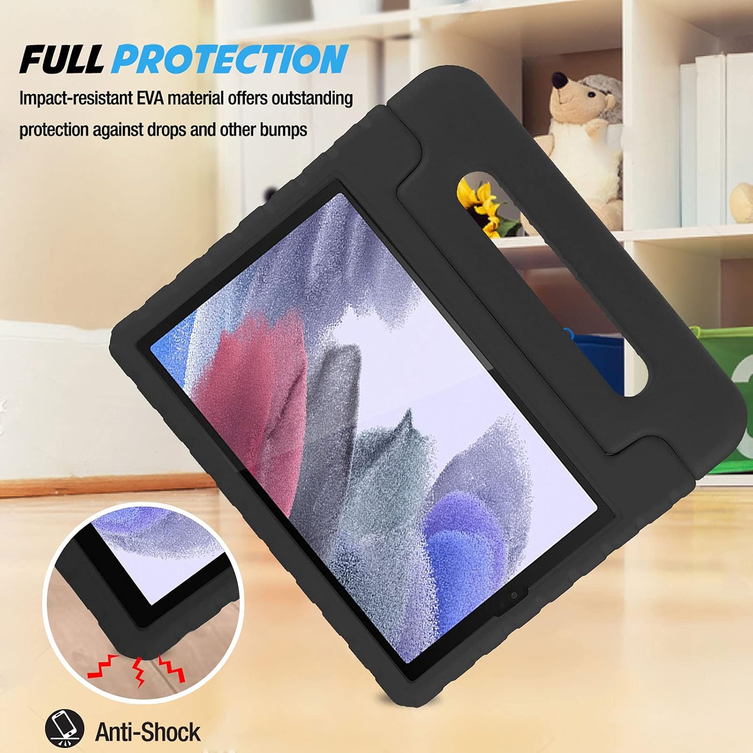 ProCase Galaxy Tab A7 Lite 8.7 2021 Kids Case (T220 T225 T227), Shock Proof Convertible Handle Stand Cover Lightweight Kids Friendly Protective Case for 8.7 inch Galaxy Tab A7 Lite 2021 -Black