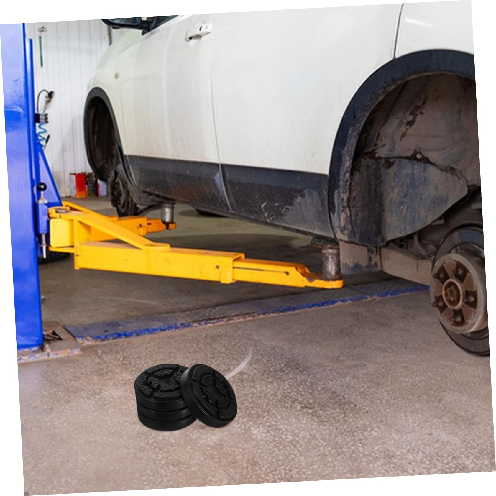 Sosoport Gummi Wagenheberauflagen Rund Rutschfest Gummipolster für Zwei Säulen Hebebühnen Fahrzeugheberzubehör Schutz für Unterboden Garage