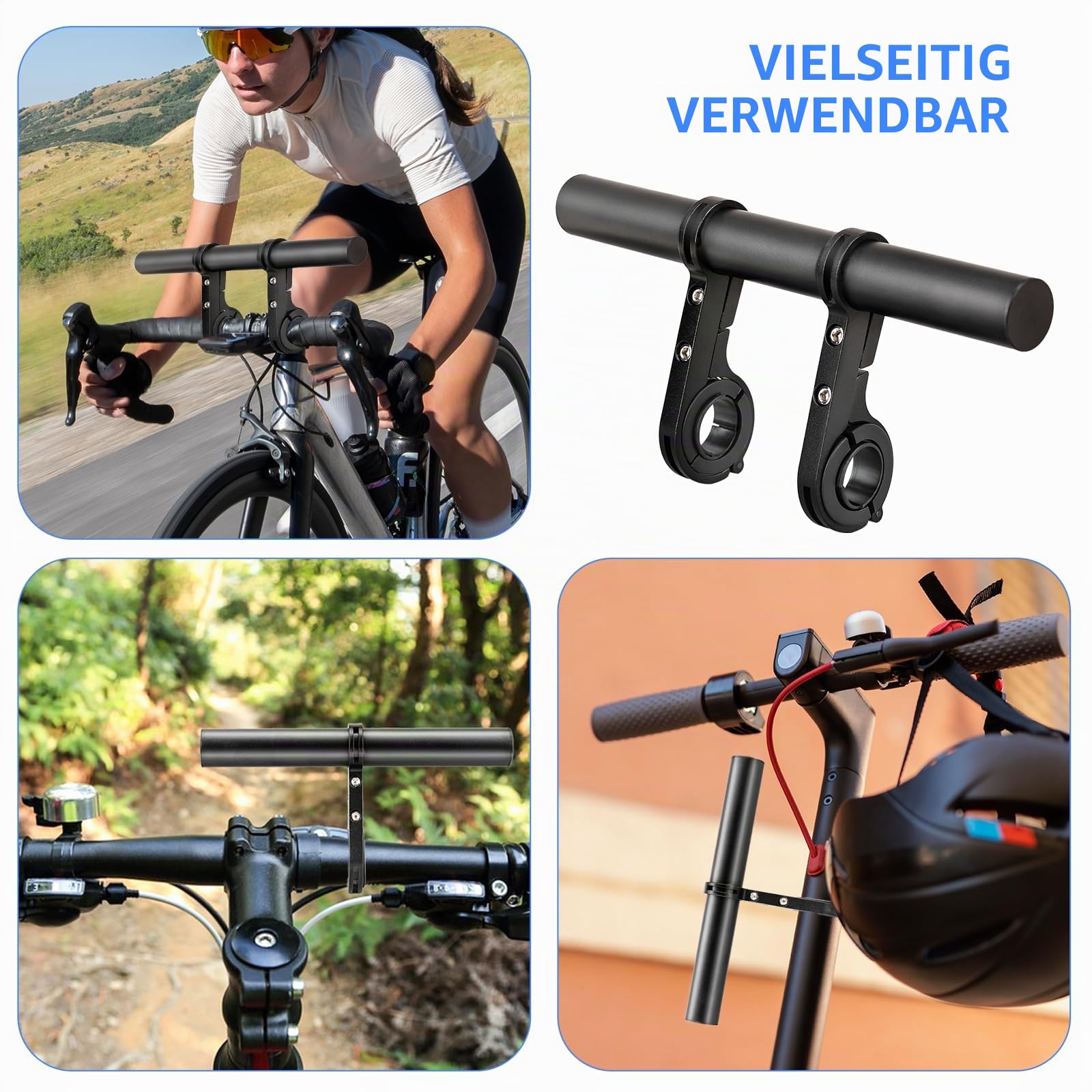 KALIONE Fahrrad Lenker Extender, Fahrradlenkerzubehör aus Aluminiumlegierung, Fahrrad Zubehör, Lenkerverlängerung für Motorräder, zur Befestigung von GPS, Tacho, Licht, Mobiltelefon (Schwarz) Sport & Freizeit