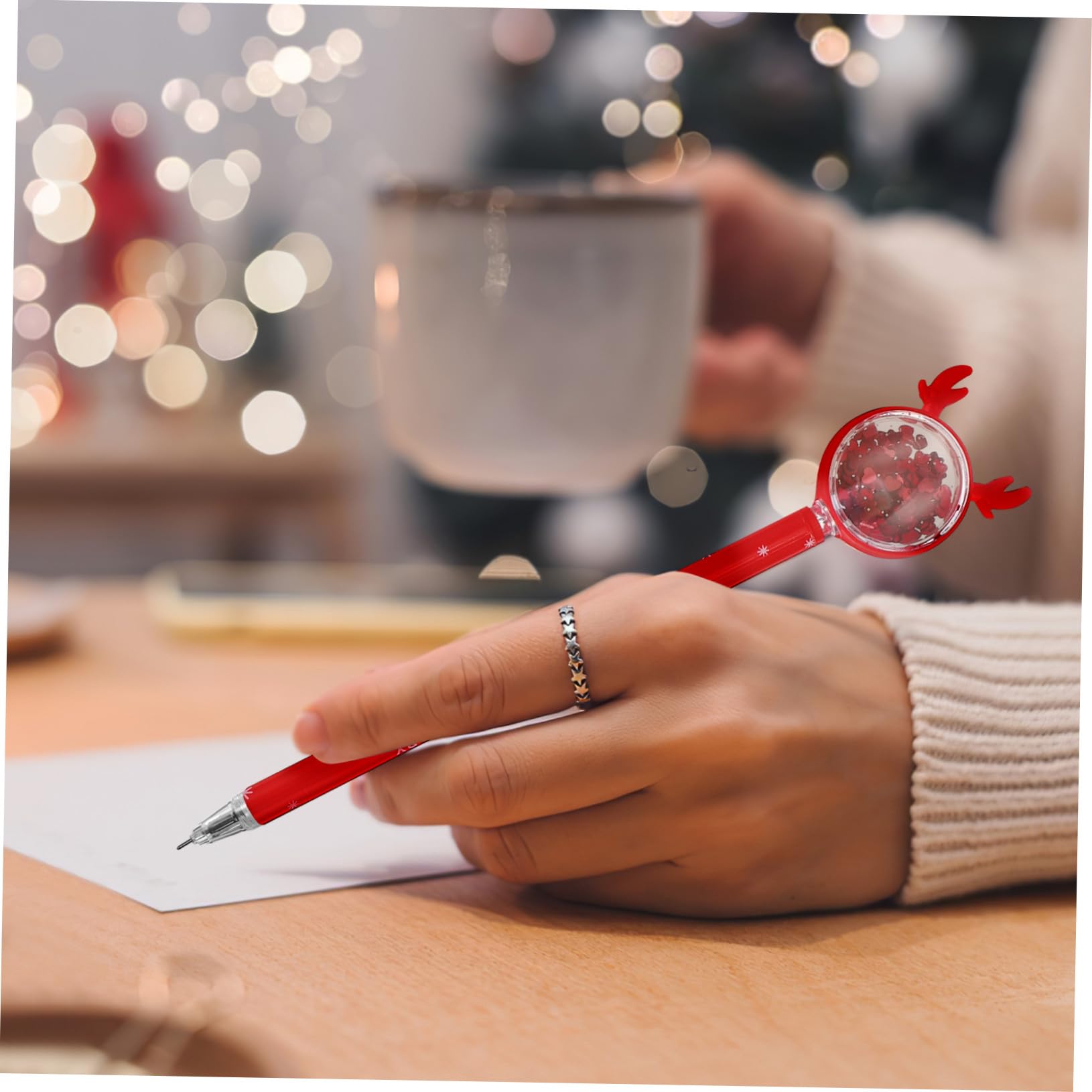 36 Pièces Stylos Gel Noël avec Topper Renne Pailleté Stylos Encre Gel Multicolores Rouges Verts Marrons pour Bureau et Festive