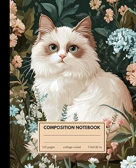 Composition Notebook College Ruled Vintage Ragdoll Cat Notebook | Aesthetic Journal for College, Students, School, Work, and Office | The Perfect Gift for Cat Lovers