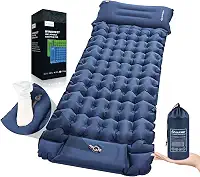 Almofada de dormir para acampamento, almofada de dormir com isolamento térmico de 10 cm de espessura para o inverno, colchão inflável ultraleve com travesseiro ajustável, tapete de dormir