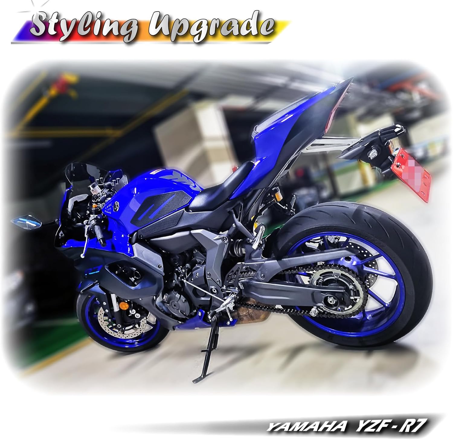 RV for YAMAHA YZF-R7 Motorcycle Gas Tank Protector Tank Pad Sticker Fuel Tank Pad Rubber Tank Traction Gas Fuel Side Pad Gas Knee Grip Tank Anti Slip sticker 2021+ (Blue)