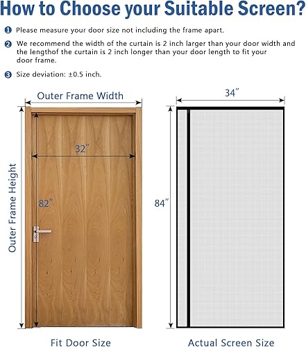 Miniatura 2 de WochiTV Malla reversible para puerta de 32 x 82 pulgadas, pantalla magnética de apertura lateral izquierda y derecha, tamaño de 34 x 84 pulgadas,