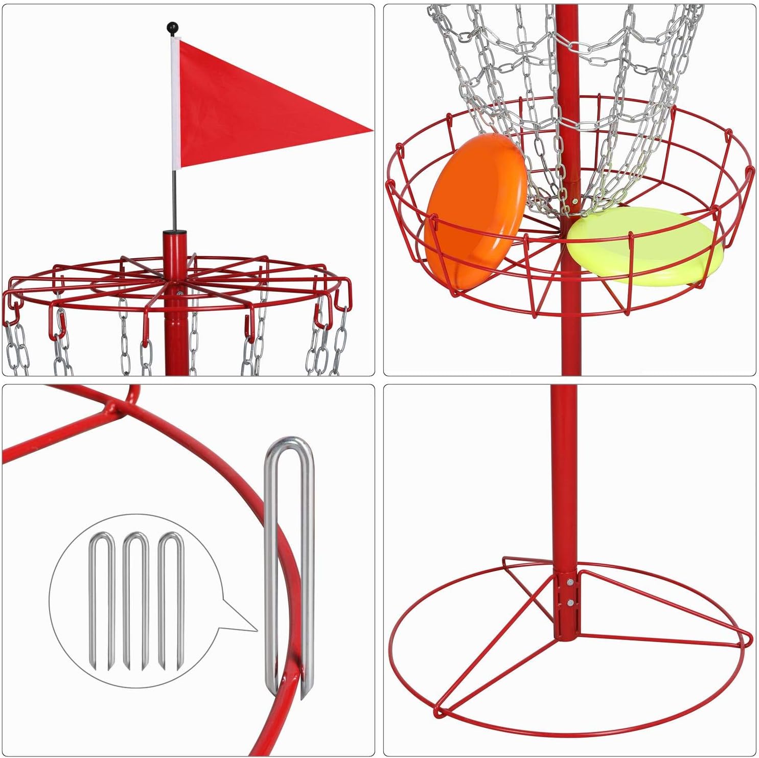 Topeakmart Disc Sports 12-Chain Disc Golf Basket Target Portable Golf Practice Set for Outdoor Indoor