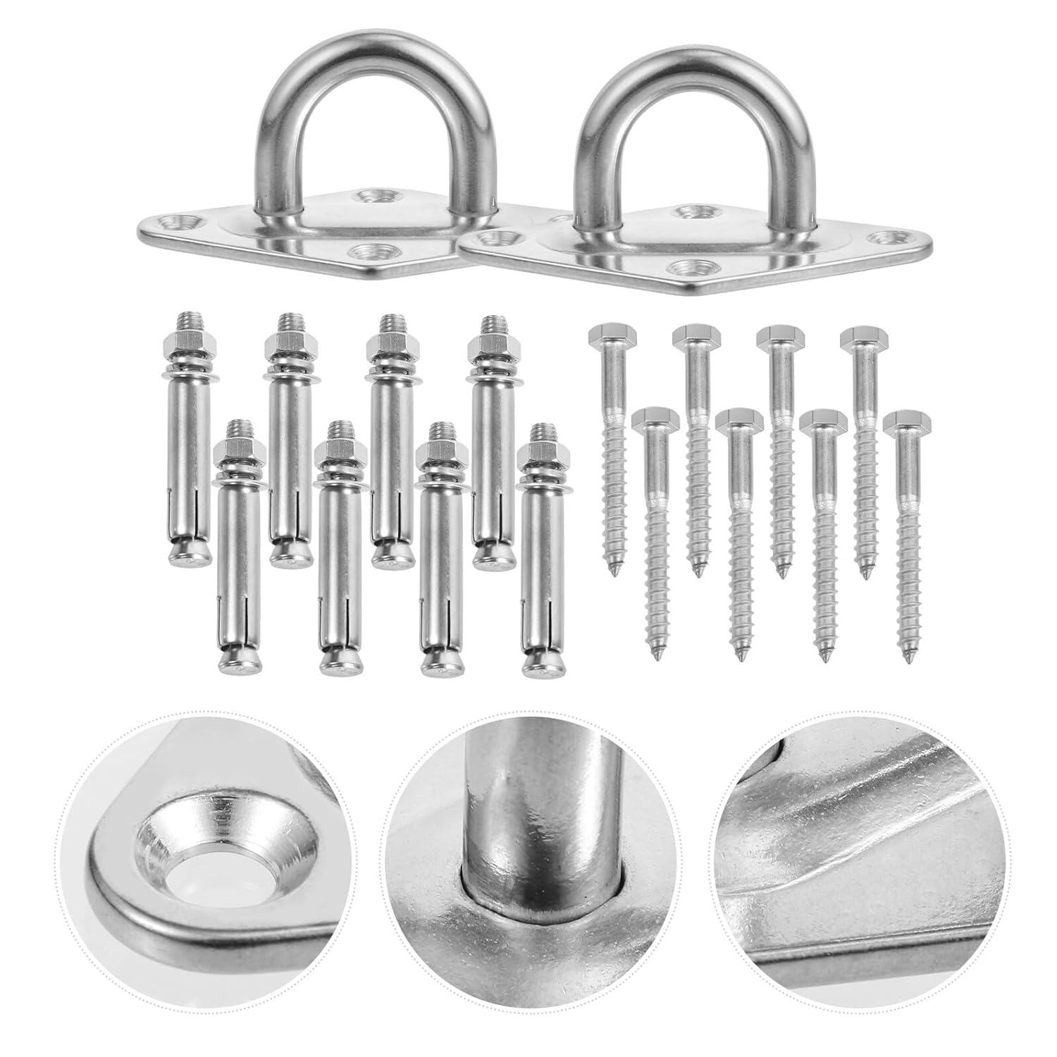 VALICLUD 2 Sets M8 Stainless Steel Pad Eye Hook Anchors Heavy Duty Suspension Ceiling and Wall Mount for Outdoor Hammock Hanging Hardware