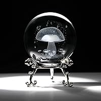 Vista 14 de HDCRYSTALGIFTS - Bola de cristal de diente de león de 60 mm con soporte, pisapapeles decorativo, grabado láser 3D, esfera completa de planta