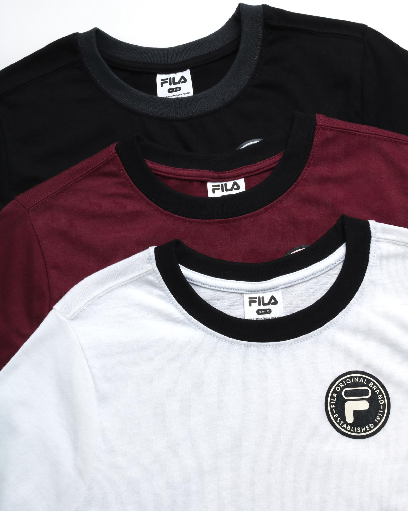 Fila Sport-Shirts für Jungen – 3er-Pack Performance Rundhalsausschnitt Jungen Dry Fit Shirts – Active Short Sleeve Graphic Tees (Größen 8–18)