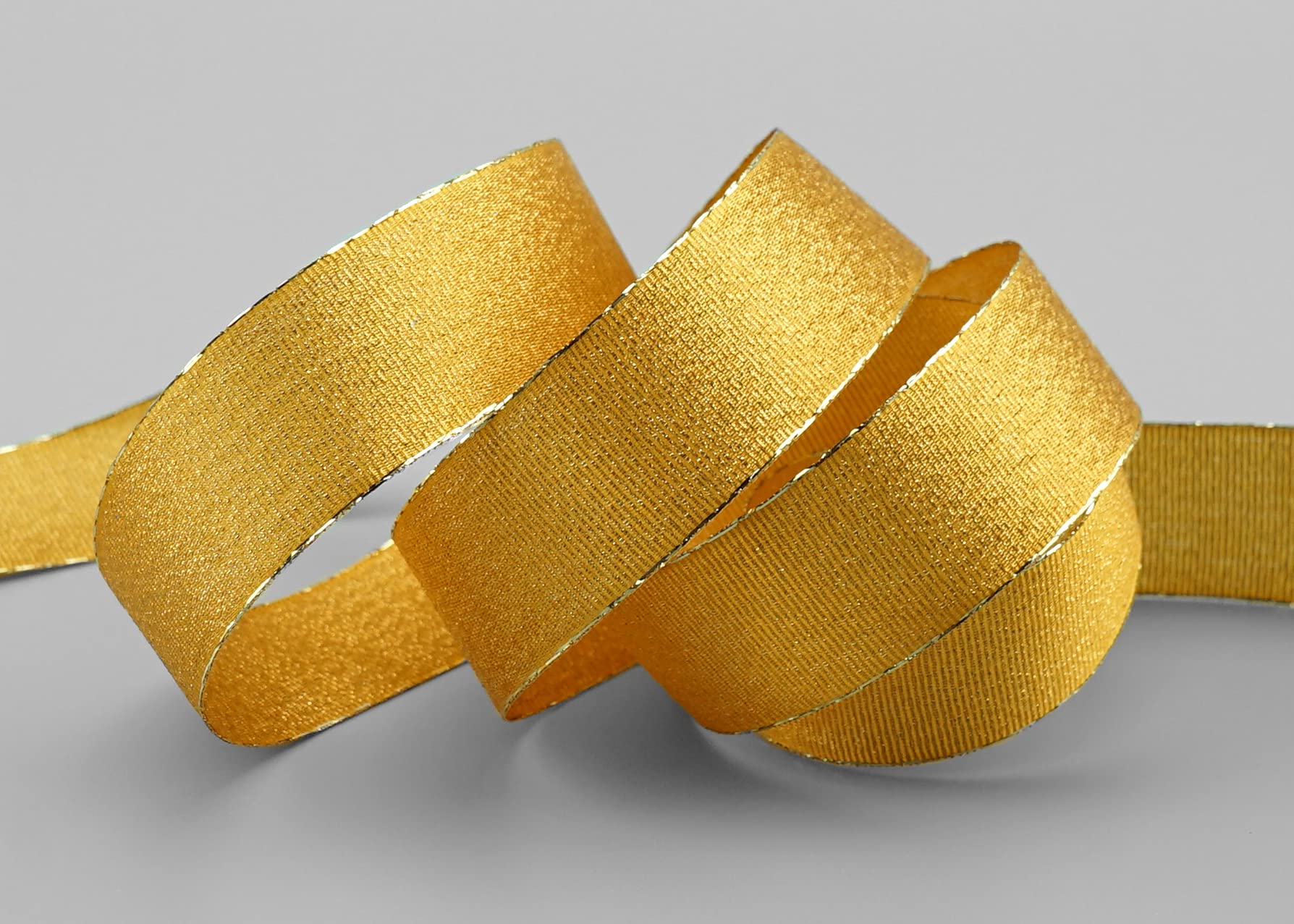 20 m x 25 mm Decorative Ribbon Vienna Mustard Gold Ribbon Metallic Gift Ribbon Shiny Brocade Lurex Wedding Christmas Decorative Ribbon - Image 2