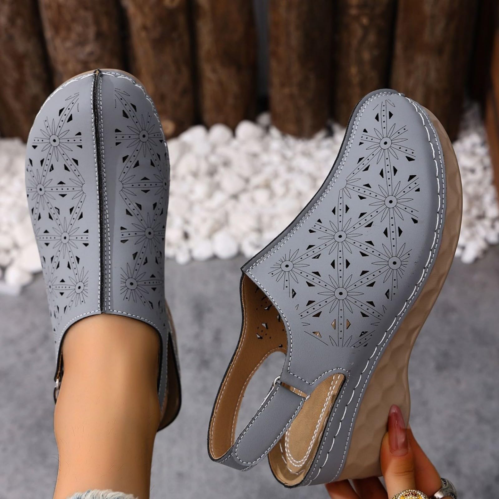 Generico Sandales OrthopéDiques Femme Confortables LéGèRes AntidéRapantes Semelle Souple Respirantes Chaussures Femme éTé éLéGantes Mules Support Coupe Large Ville Vacances