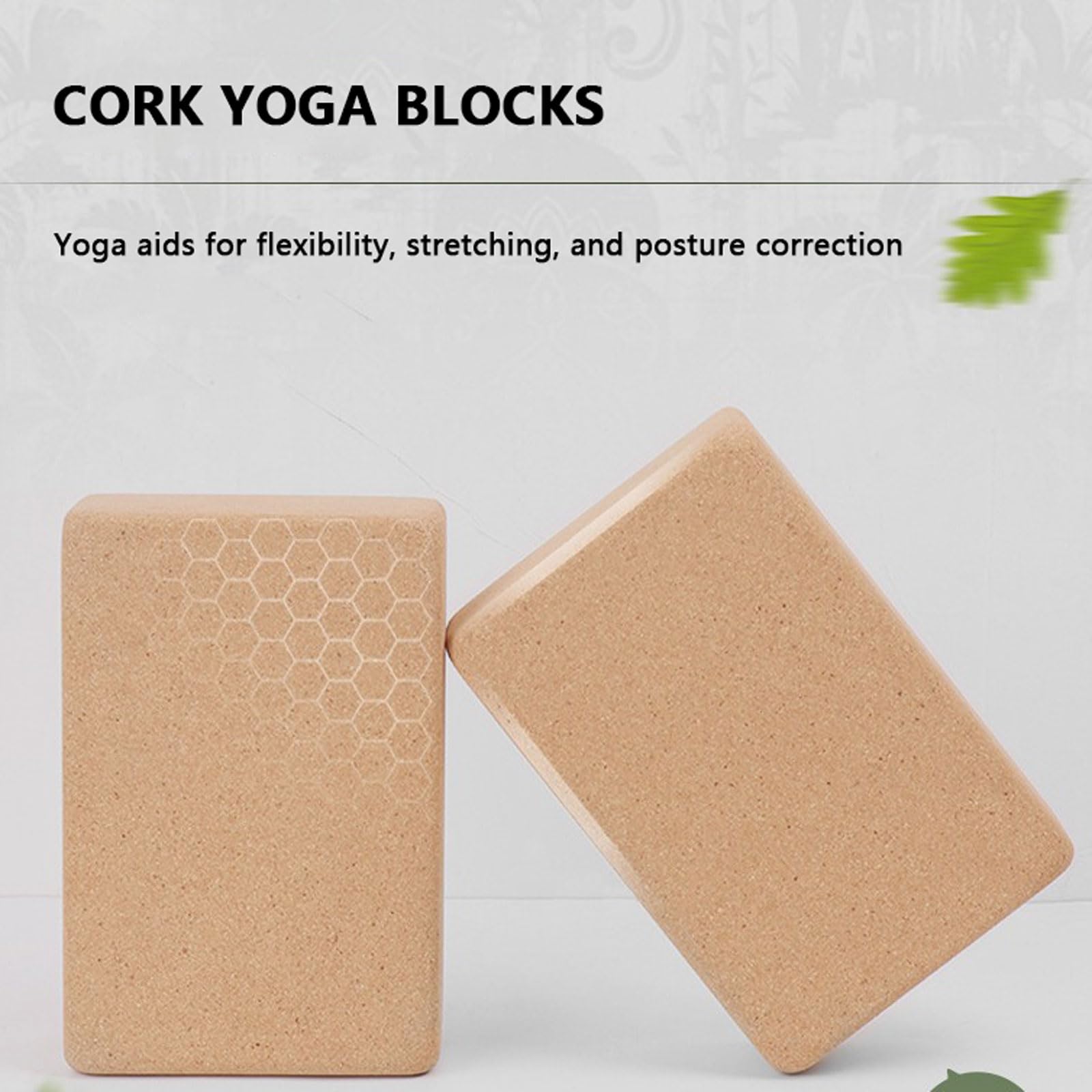 Juego de 2 bloques de yoga de corcho 100% natural –Flor de datura también para principiantes,meditación y pilates,accesorios de fitness,ayuda para regeneración,espalda,estiramientos y bloqueos,dos