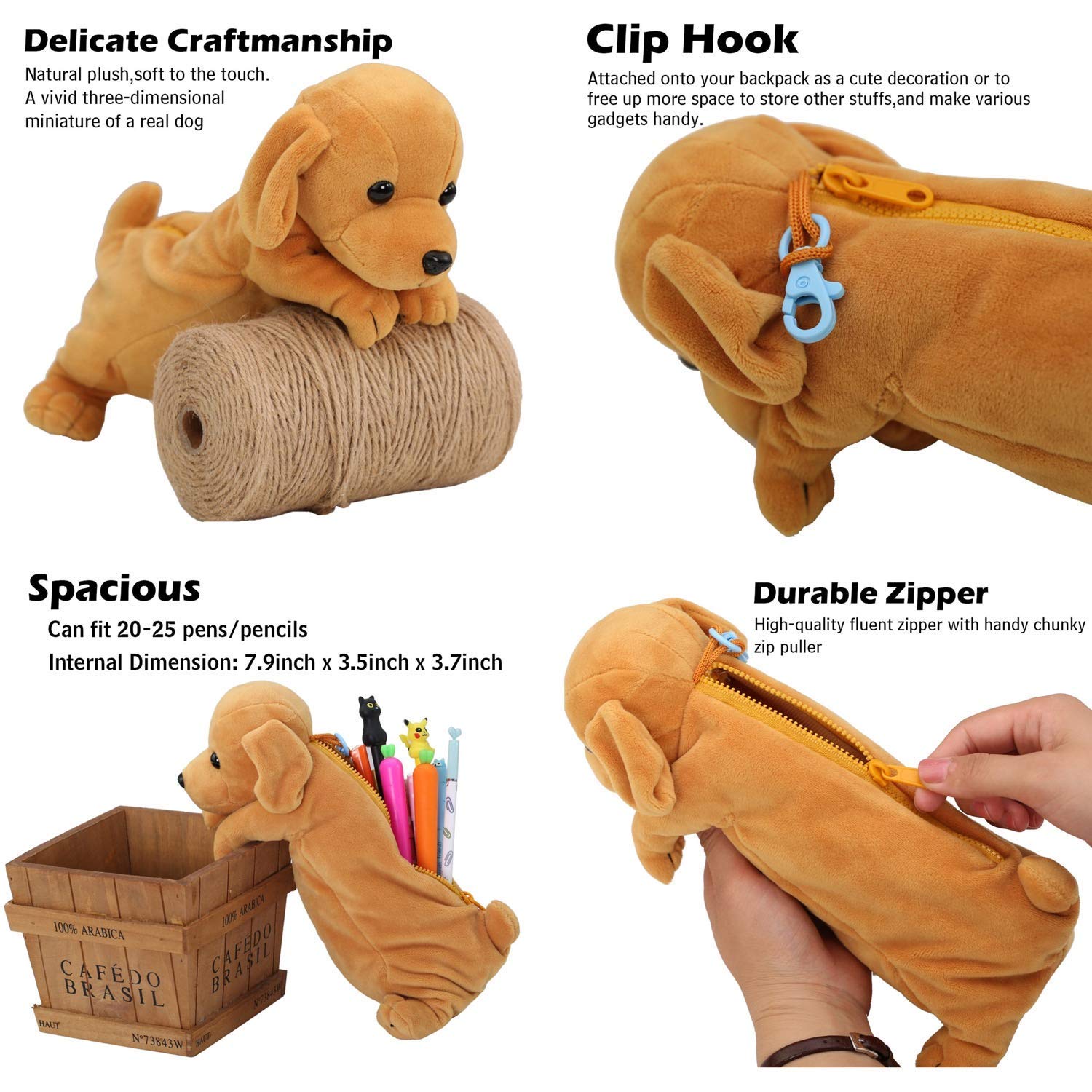 24x7 eMall Fabric Kids Favorite 3D Dog, Emoji Soft Toys Pencil Pouch Pencil Box For Children (Multicolour) 2