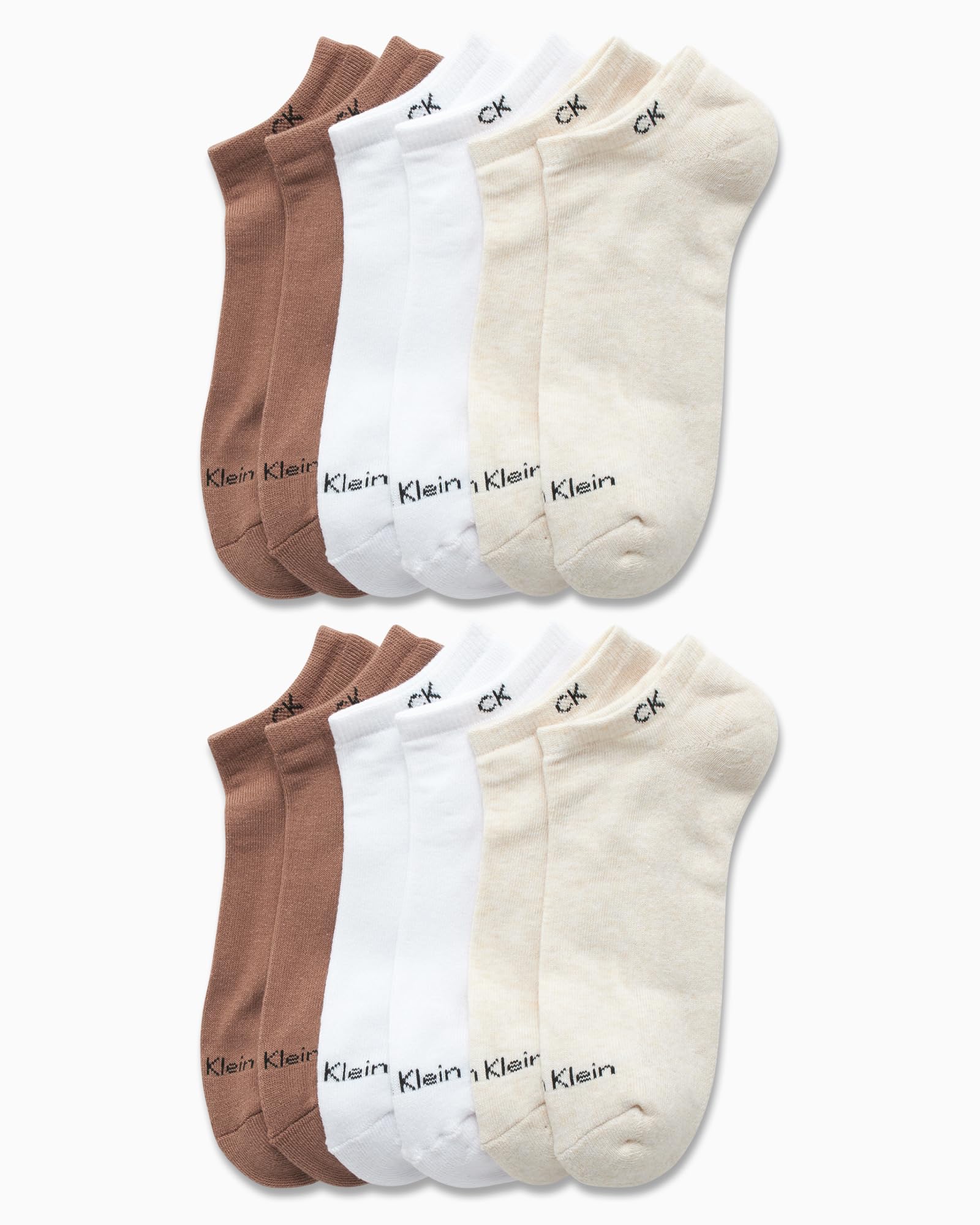 Calvin Klein Women's No Show Socks - 12 Pack Cushioned Athletic Low Cut Ankle Socks for Women - Breathable Sports Socks(4-10), Size 4-10, Beige