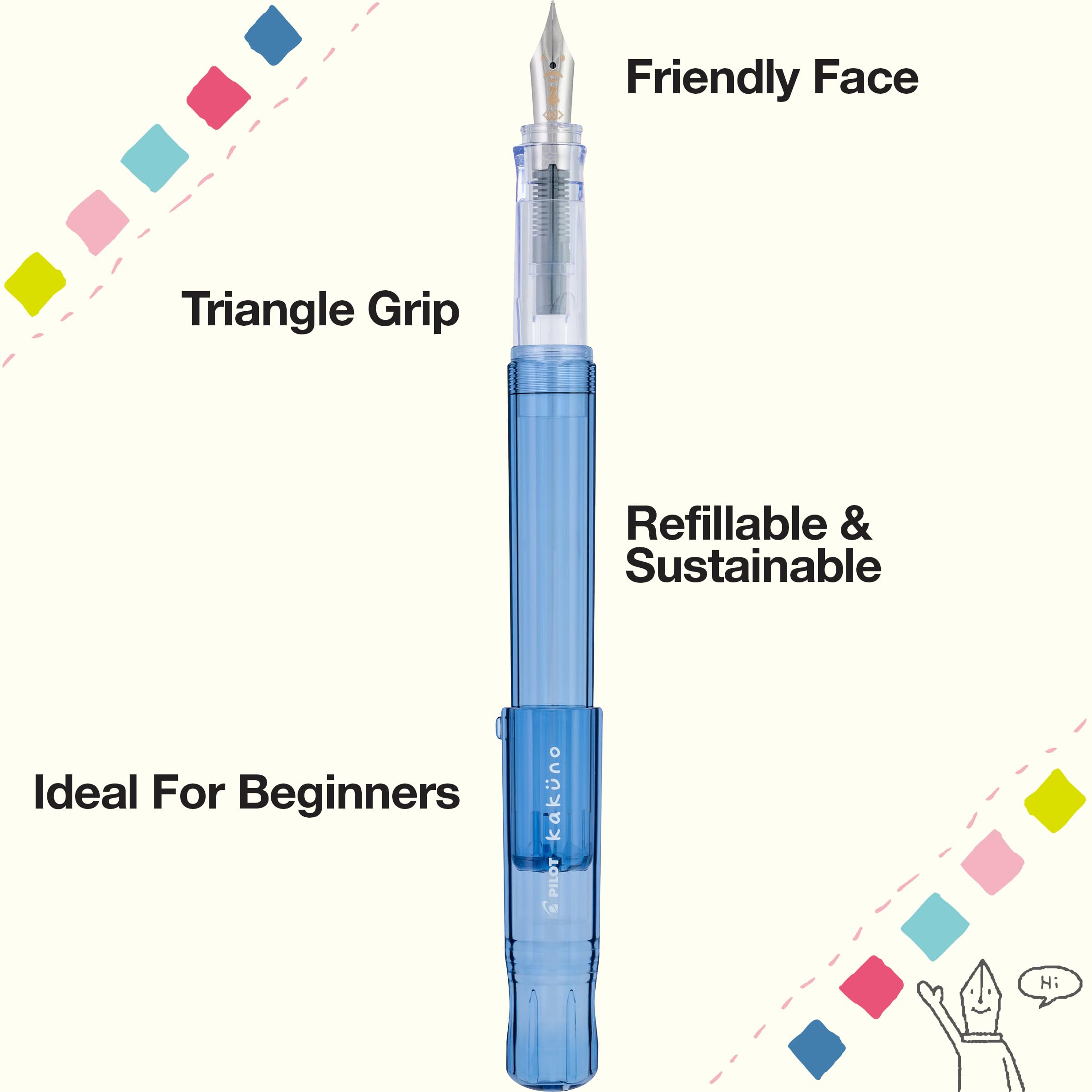 PILOT Kakuno Fountain Pen - Blue Barrel -3 PILOT Kakuno Fountain Pen - Blue Barrel -3