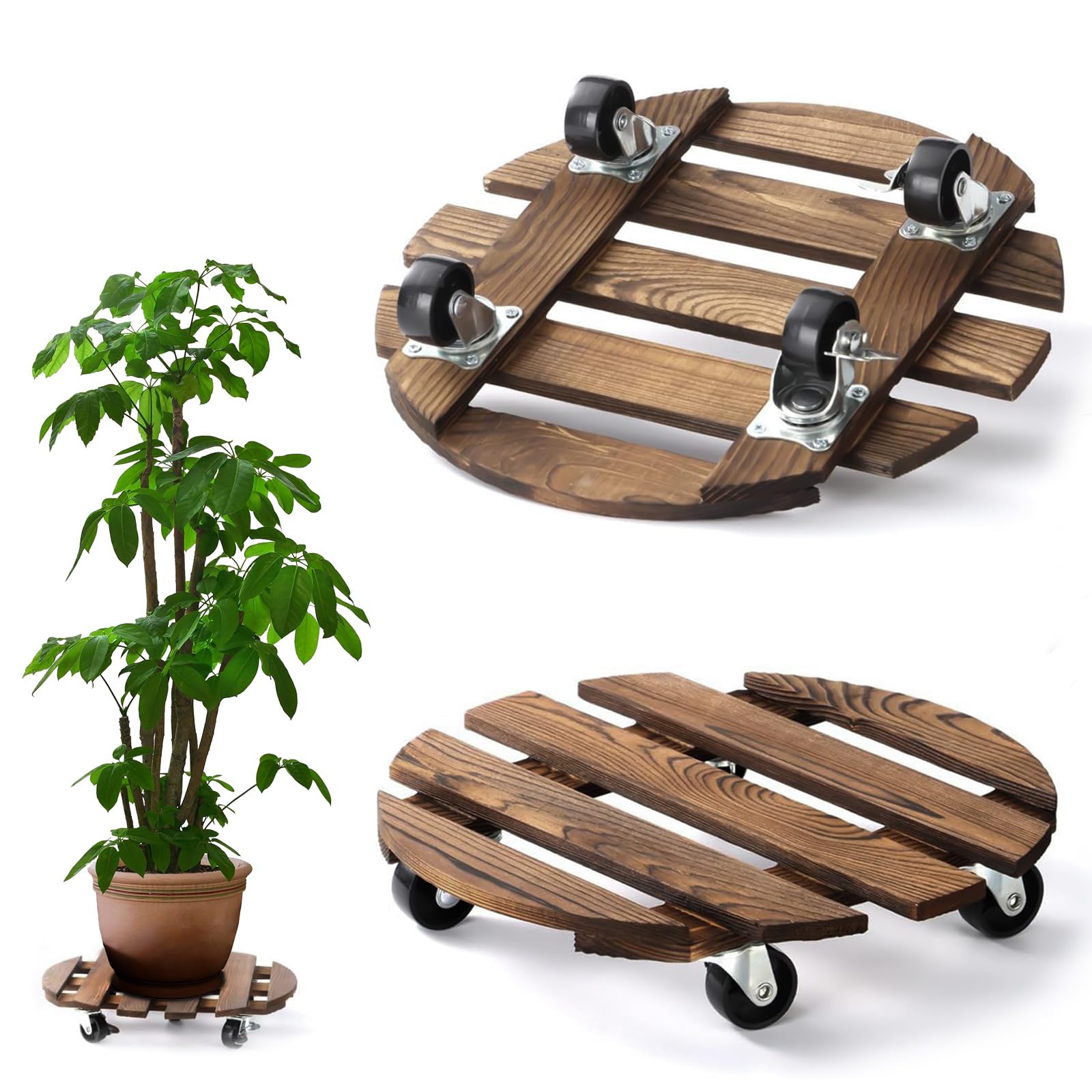 KELIXU Carrello per piante con ruote, regolabile, 38-50,8 cm, resistente, 199,6 kg, per interni ed esterni, grande carrello per piante con ruote, colore: bianco