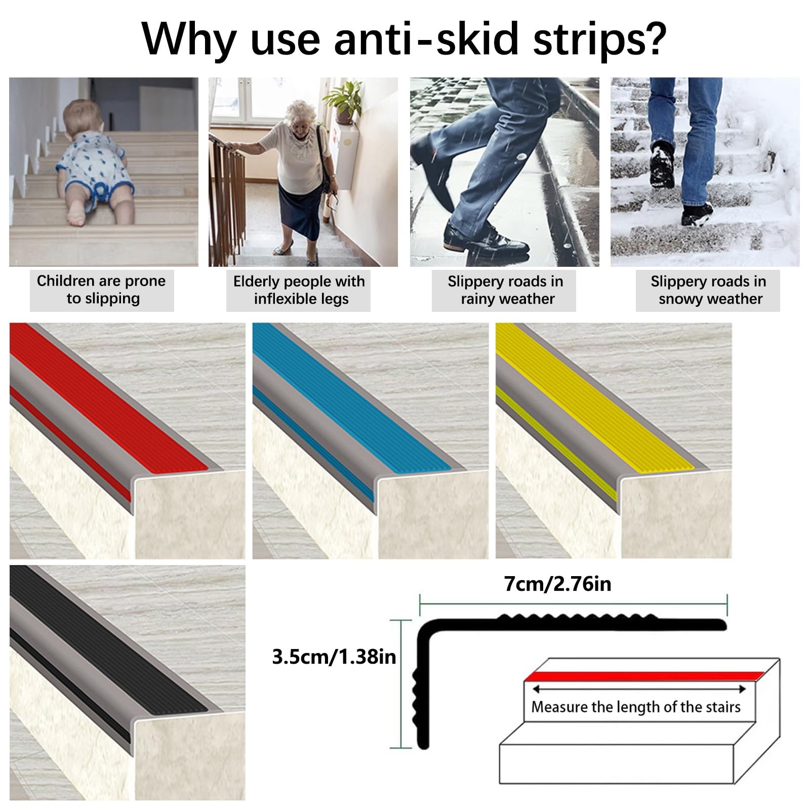 Borde De Escalera De Goma De PVC, Tira De Vinilo Autoadhesiva Antideslizante Para Escalera, Perfil De Nariz De Escalera, Cantonera Protector, DecoracióN De Esquinas De PeldañOs De Escalera(Grayish yel