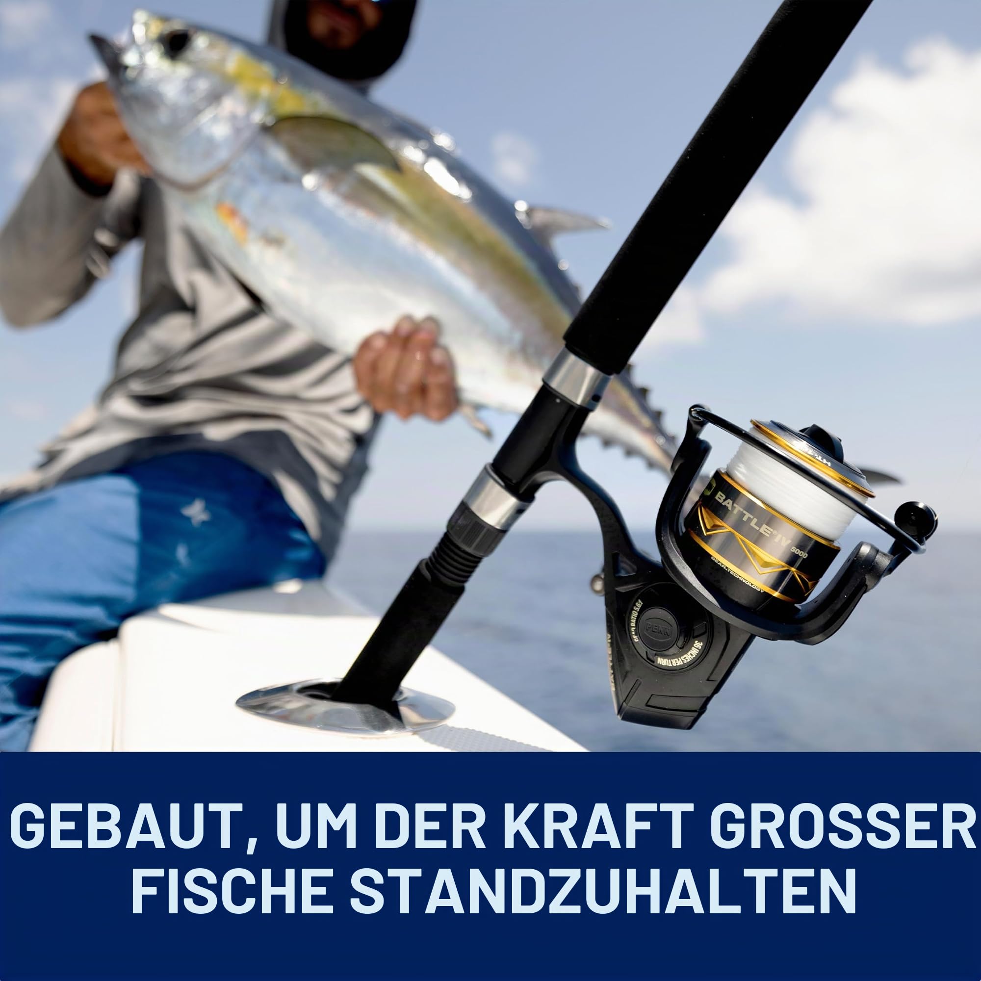 PENN Battle III Spinnrolle - Robuste Salzwasser-Spinnrolle zum Köderangeln - Barsch, Seelachs, Dorsch, Makrele, Lippfisch