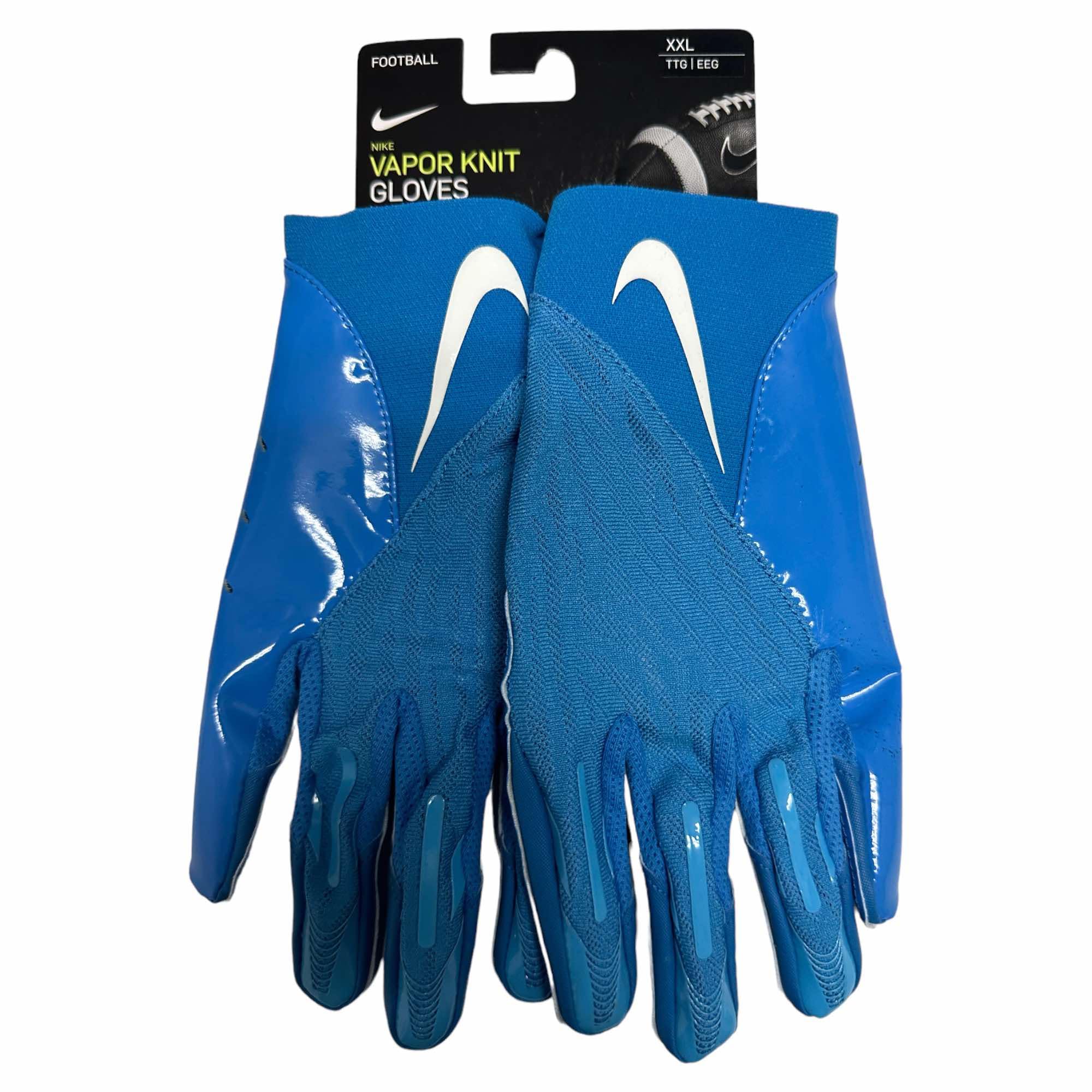 Nike Men's Vapor Knit Magnigrip Receiver Football Gloves Aqua Blue/White #DM0057-479 - Size Men's 2XL (XX-Large)