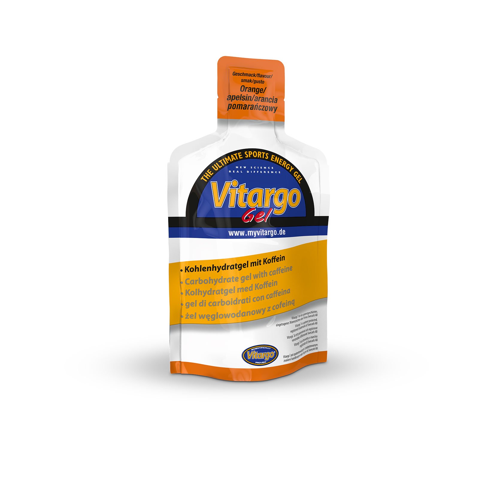 Vitargo Gel Box mit Koffein (24 Einzeltüten pro Box a 45g) Orange