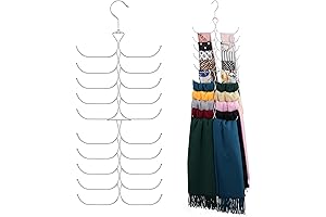 Upgraded Space-Saving Silver Scarf Hanger Organizer for Wardrobe