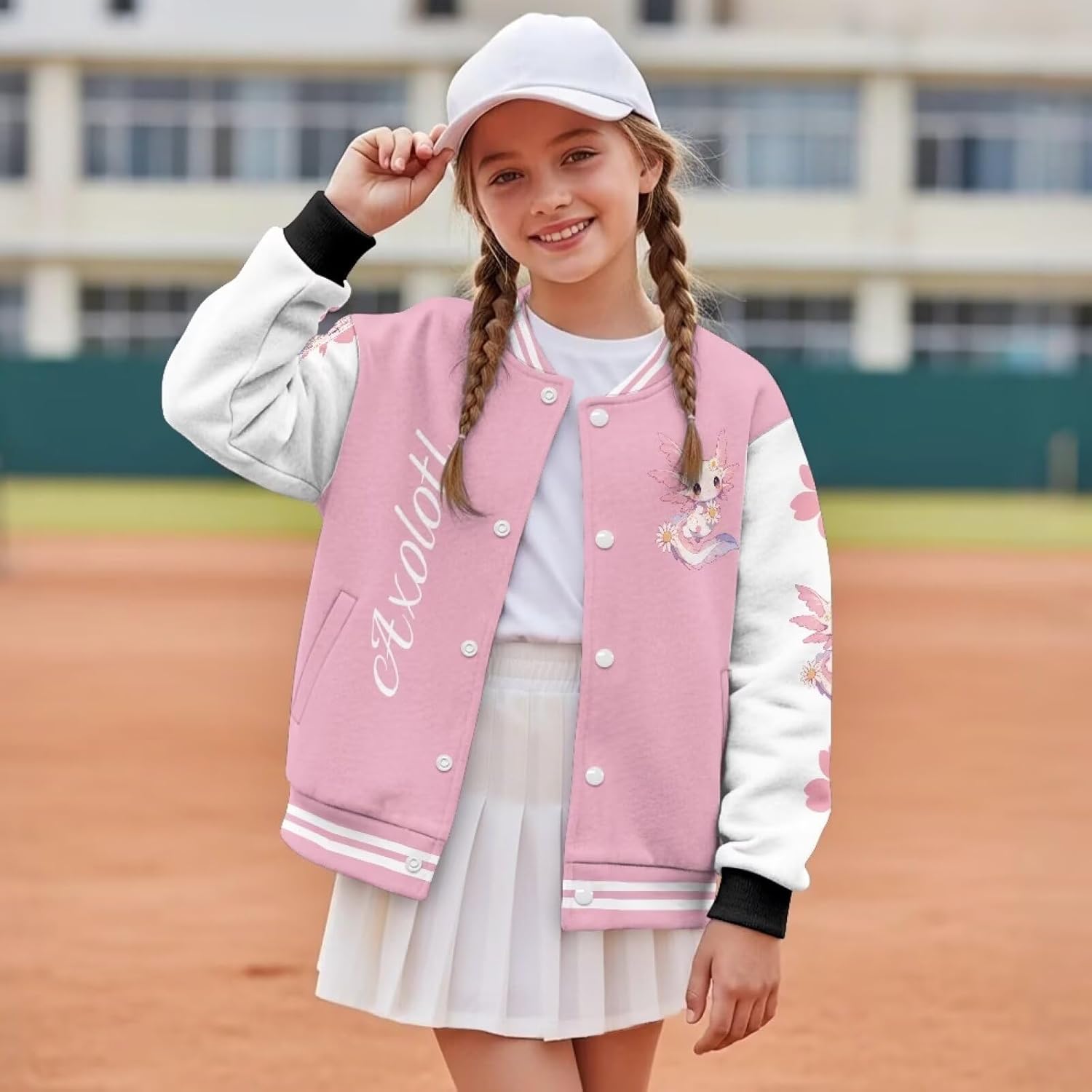 Girls Varsity Jacket Kids Bomber Jacket Girls Letterman Jackets Cute Baseball Jackets for Fall