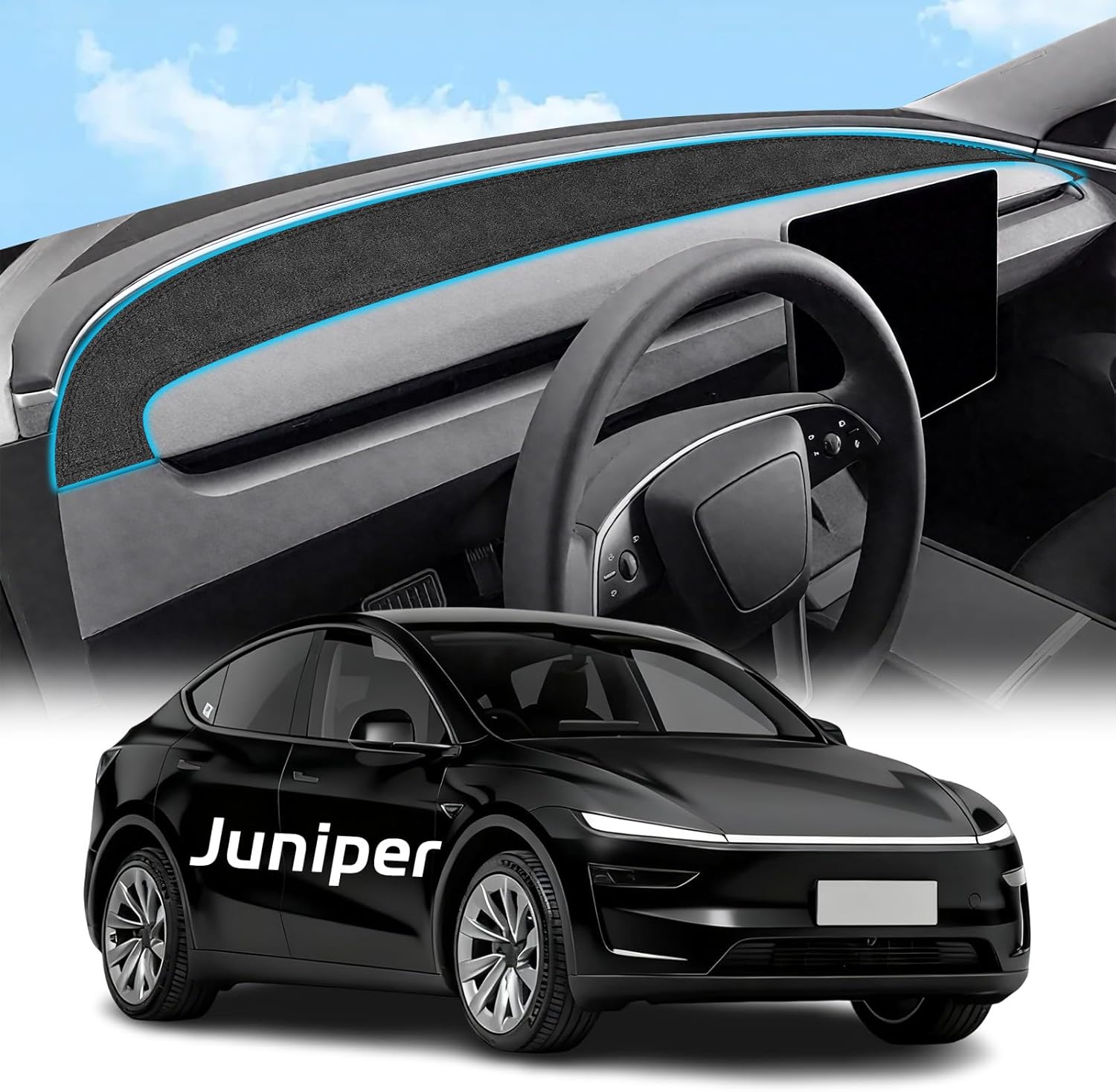 Dashboard Cover for New Model Y Juniper 2025 2026 Flannel Dash Board Cover Dash Mat Protector Compatible with Tesla Model Y Juniper Interior Dash Covers No Glare Model Y J uniper Accessories