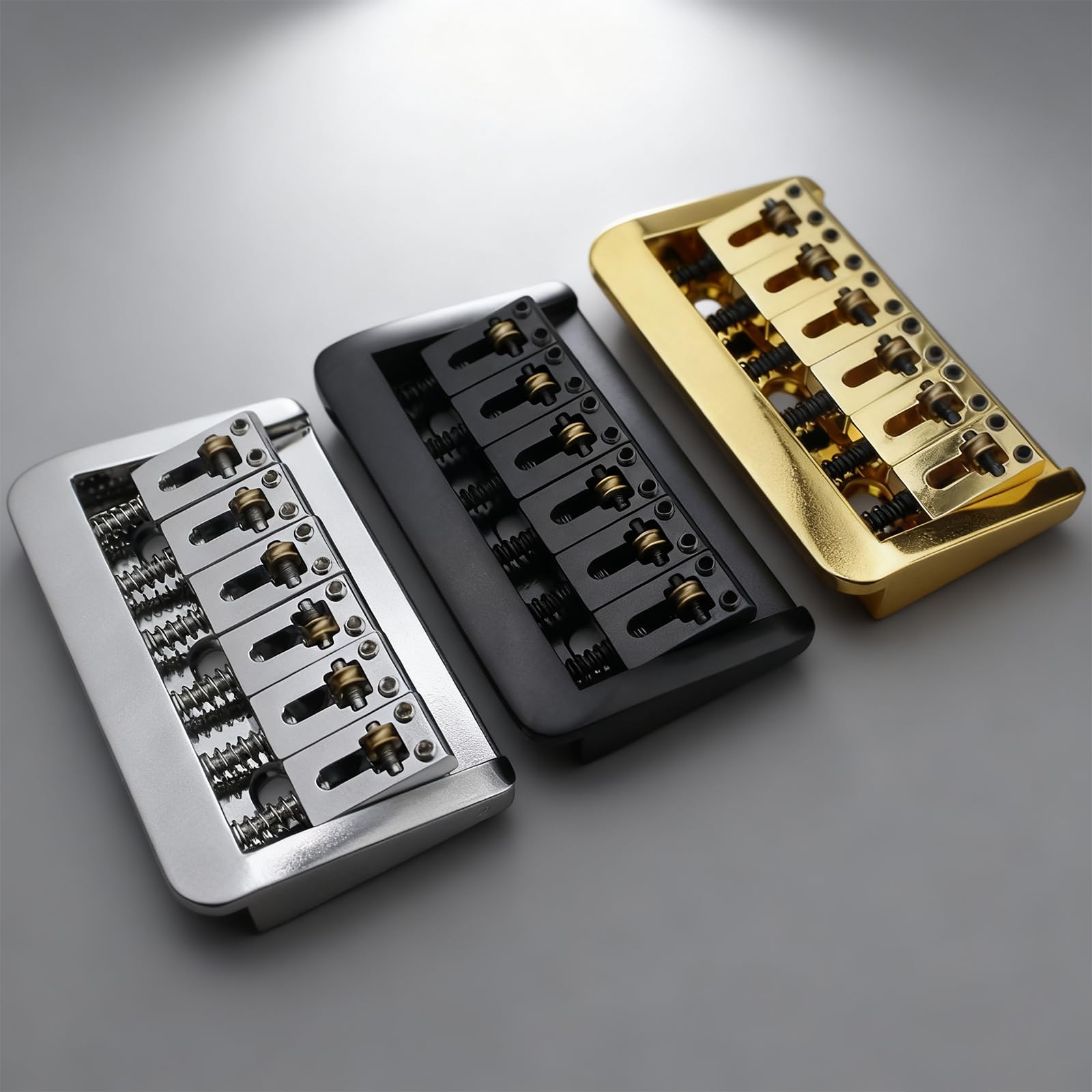 Ponte per chitarra elettrica a 6 corde Spaziatura regolabile da 10, 5 mm Sistemi accordatura precisione Design risonanza acustica migliorato Accordatura precisione Ponte per chitarra