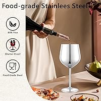 Vista 3 de Juego de 4 copas de vino de acero inoxidable irrompibles de 18 onzas, copas de vino de metal únicas para exteriores, viajes, camping, piscina
