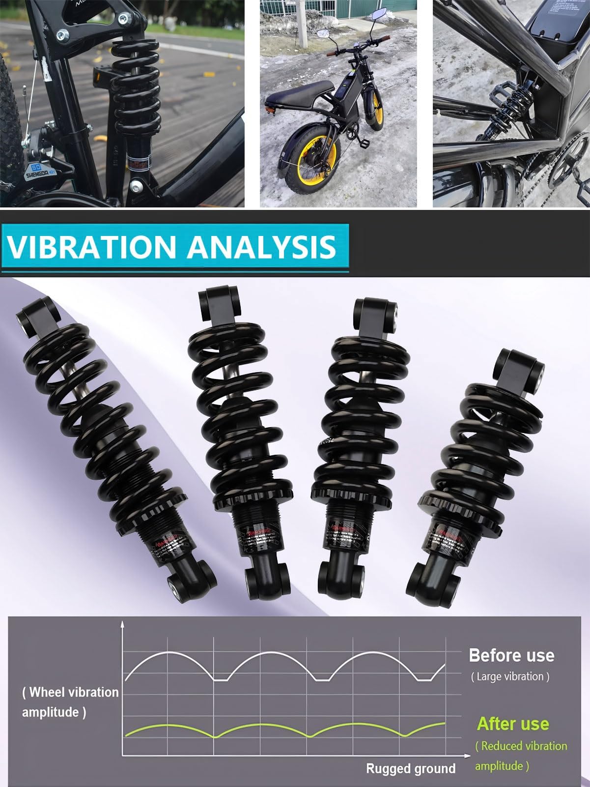 Amortiguador Trasero para Bicicleta de montaña, 125 mm, 150 mm, 165 mm, 190 mm, Resorte helicoidal Ajustable, 150-2000 LB, suspensión para MTB/E-Bike/XC