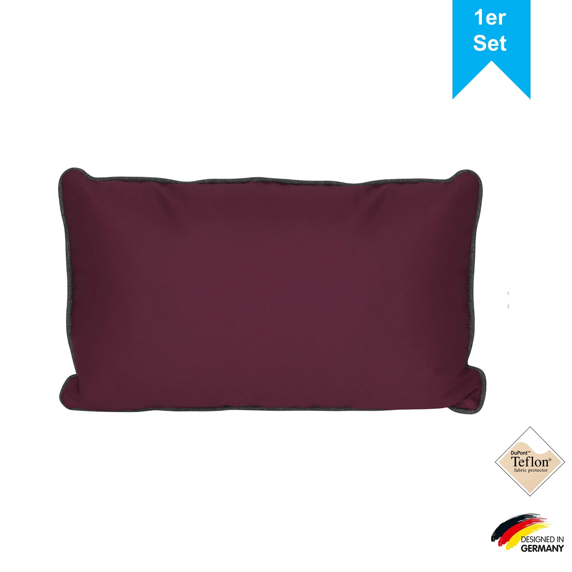 LILENO HOME Kissen 50x30 cm [2er Set] - Wasserabweisende Kissenhülle Brombeere (ohne Füllkissen) - Kissenbezug wasserfest als Gartenkissen oder Dekokissen - Kissenhülle Indoor und Outdoor