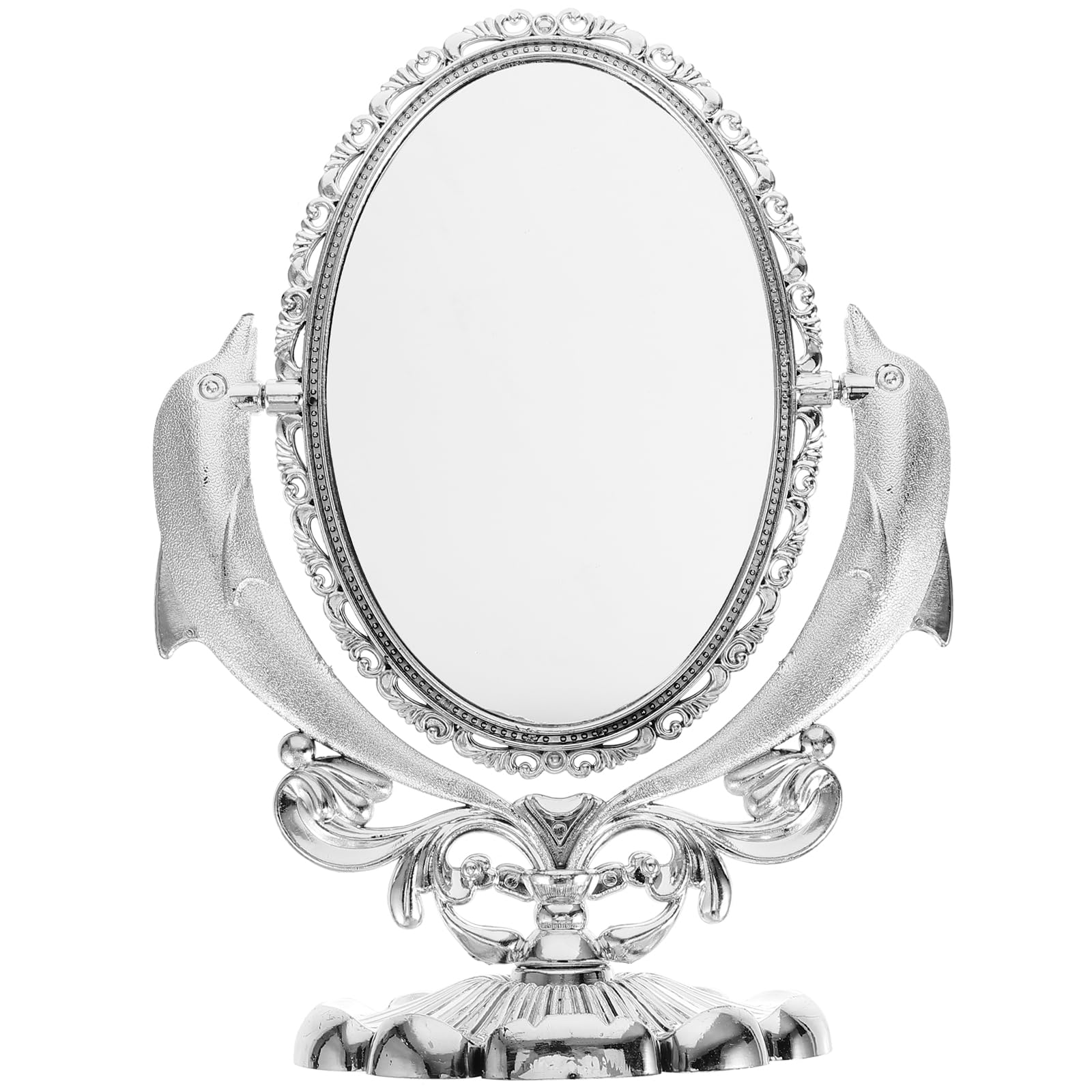 Miroir de maquillage pivotant plastique et verre pour bureau de salon