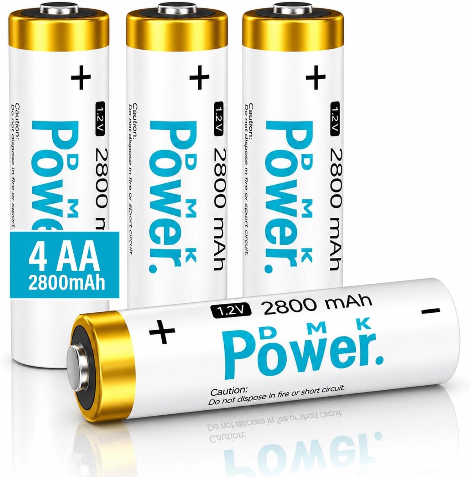 Rechargeable AA Batteries 2800mAh – DMK POWER 1.2V NiMH High Capacity (WHITE, 4 Pieces)