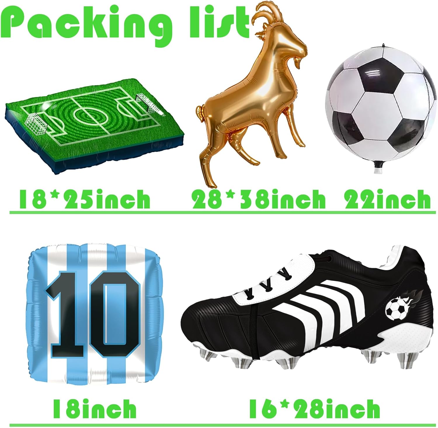 4D Football Balloons Set - Soccer Field, Cleats, Jersey & Goat Shapes | Sports Party Decorations for Fans, Birthday, Game Day (blue &white)