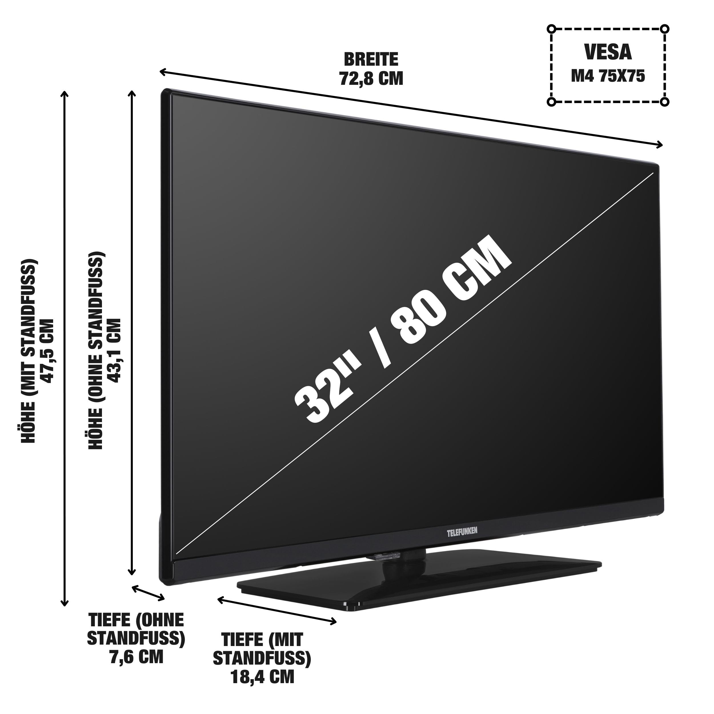 TELEFUNKEN QLED TV 32 pulgadas Smart TV Android TV Full HD, HDR TV con sintonizador triple integrado, QLED TV D32Q751X2CW (2026)