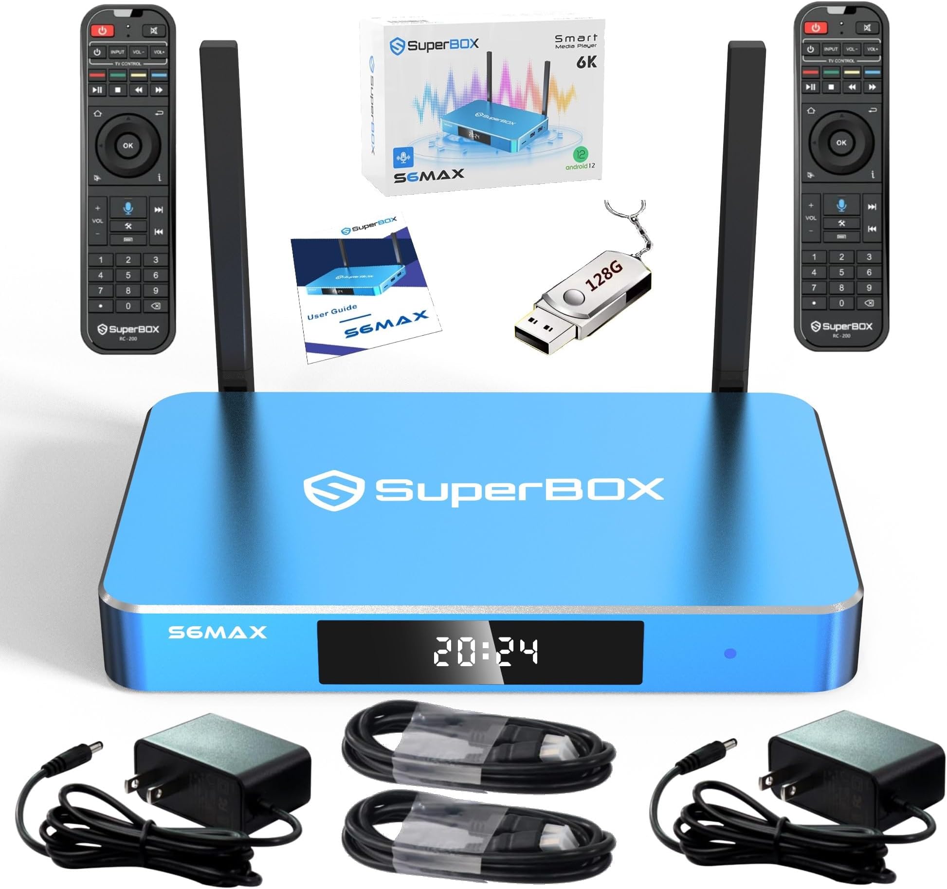 (Latest) 2025 S6 MAX Bundle TV Box 8K HDMI Cable, USB