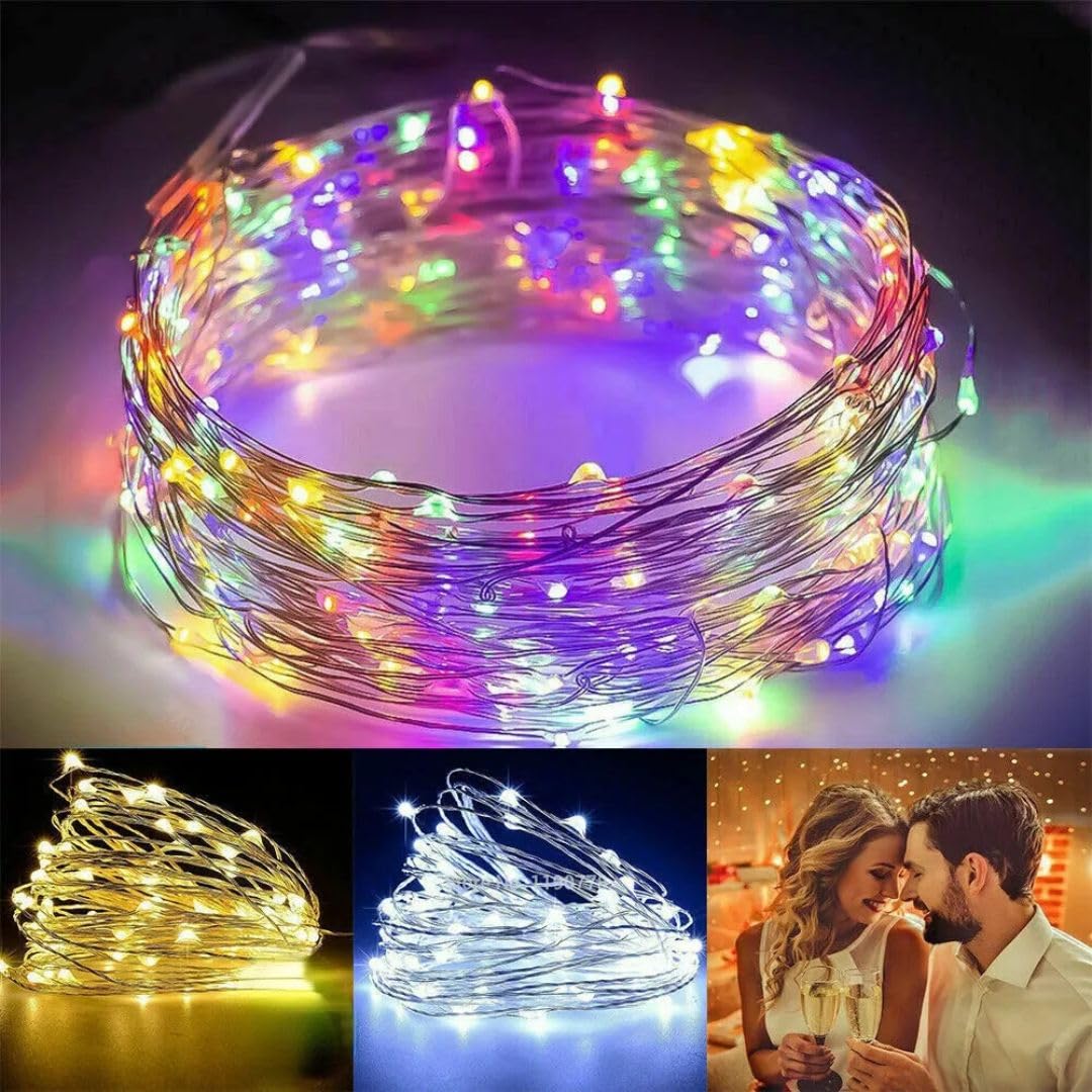 Christmas Fairy Decorations String Lights Copper Wire Battery Operated Multi Colour LEDs, Waterproof Micro Outdoor/Indoor Small Warm White Lights for Bedroom Christmas, Party, Wedding (2 M)