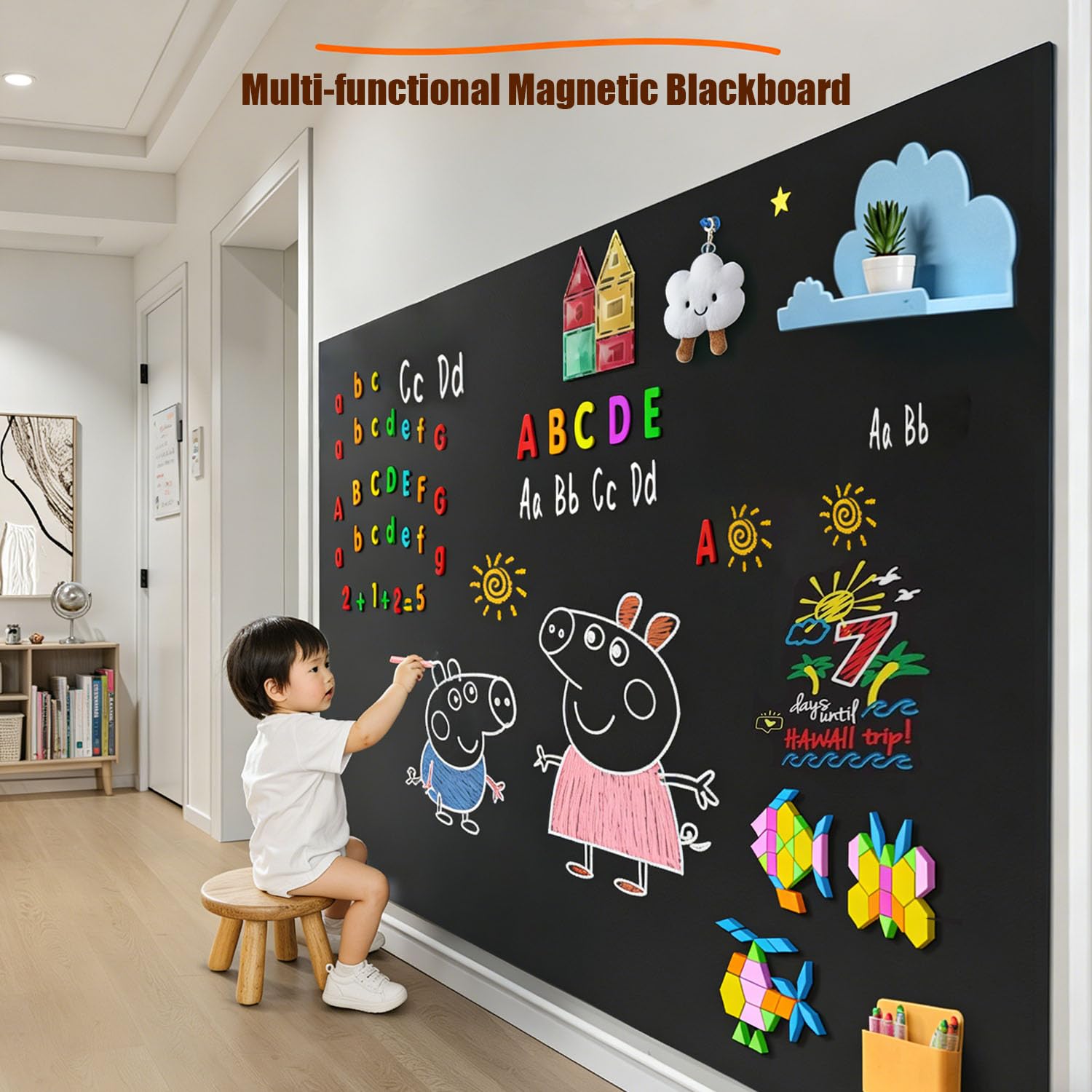 Pizarra Magnética 60 * 100 Cm, Adecuada Para Escuelas, Hogar, Oficina y Otras Superficies Lisas, Incluye Un Generoso Paquete De Regalo, Adhesivos De Pizarra Magnética Diy, Material Ecológico