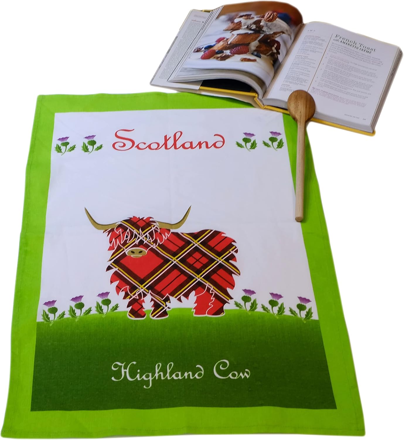 Royal Tara Scottish Cotton Tea Towel with Highland Cow Set of 2