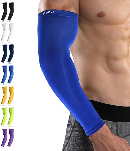 HiRui - Mangas de compresión para brazos para hombres, mujeres y jóvenes, protección UV 20-30mmHG, soporte para tatuajes, transpirables, absorbentes