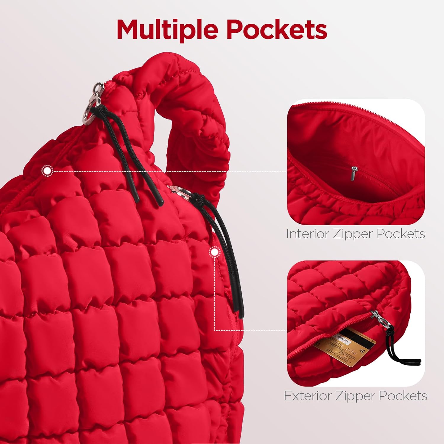 Puffer Tote Bag for Women Large Quilted Tote Bag Quilted Carryall Bag Soft Puffy Crossbody Bag Hobo Handbags Puff Purse - Image 5