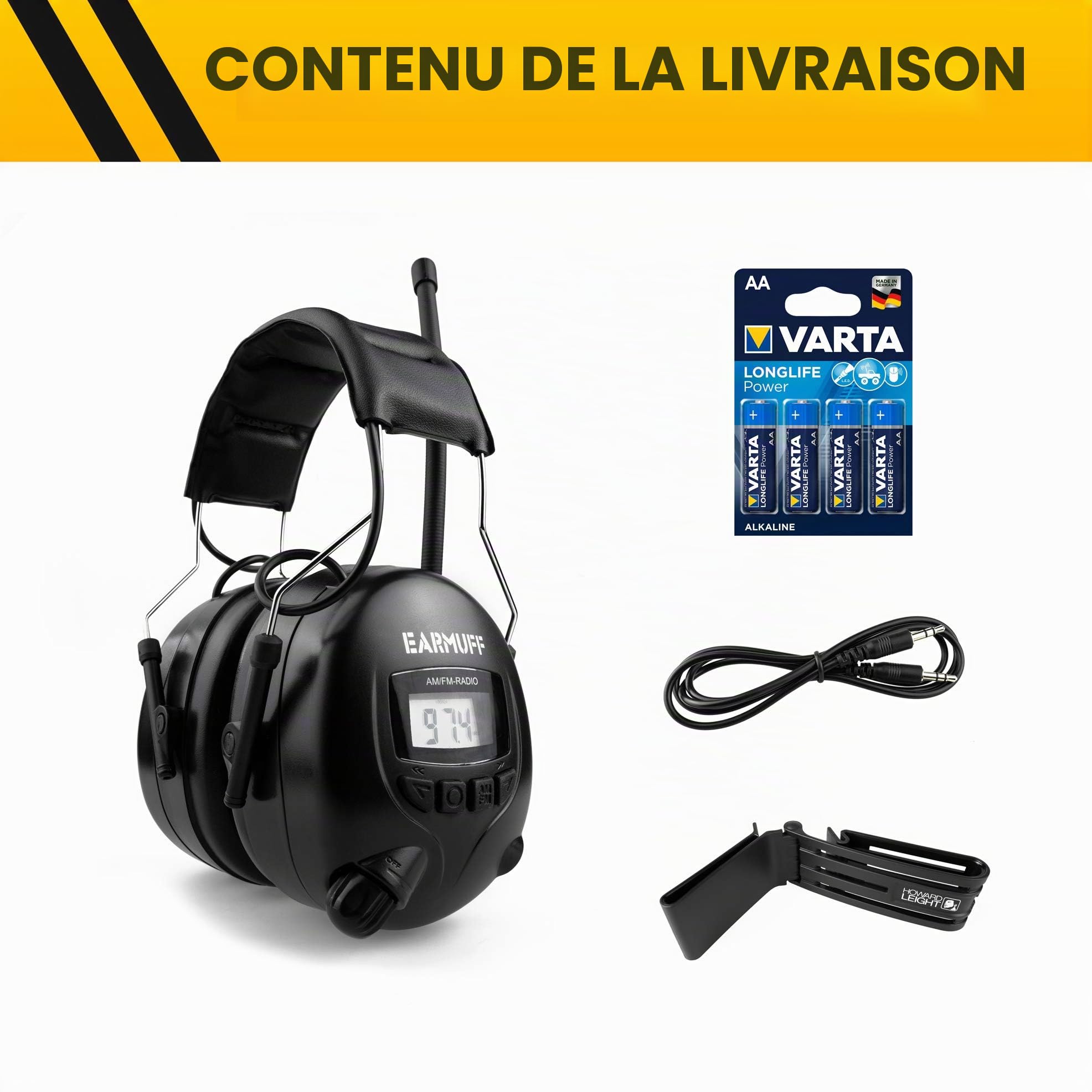 Protection auditive EARMUFF avec isolation DAB+ & FM 31dB | Écoutez vos stations de radio et votre musique préférées sur la radio numérique et la radio FM