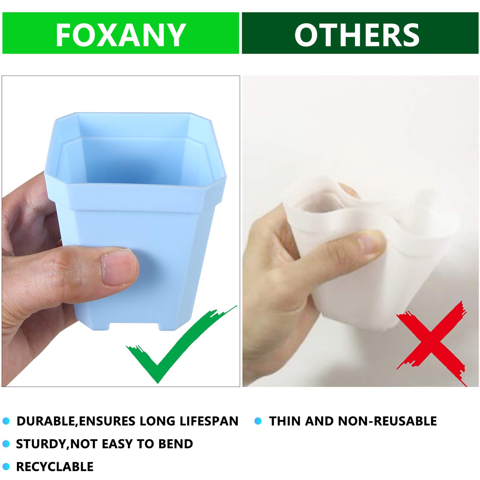30 szt. 7,6 cm doniczka na rośliny, grube plastikowe kwadratowe kolorowe doniczki do sadzenia kwiatów, doniczki na sadzonki, doniczki początkowe z podstawkami - wiele 30 szt