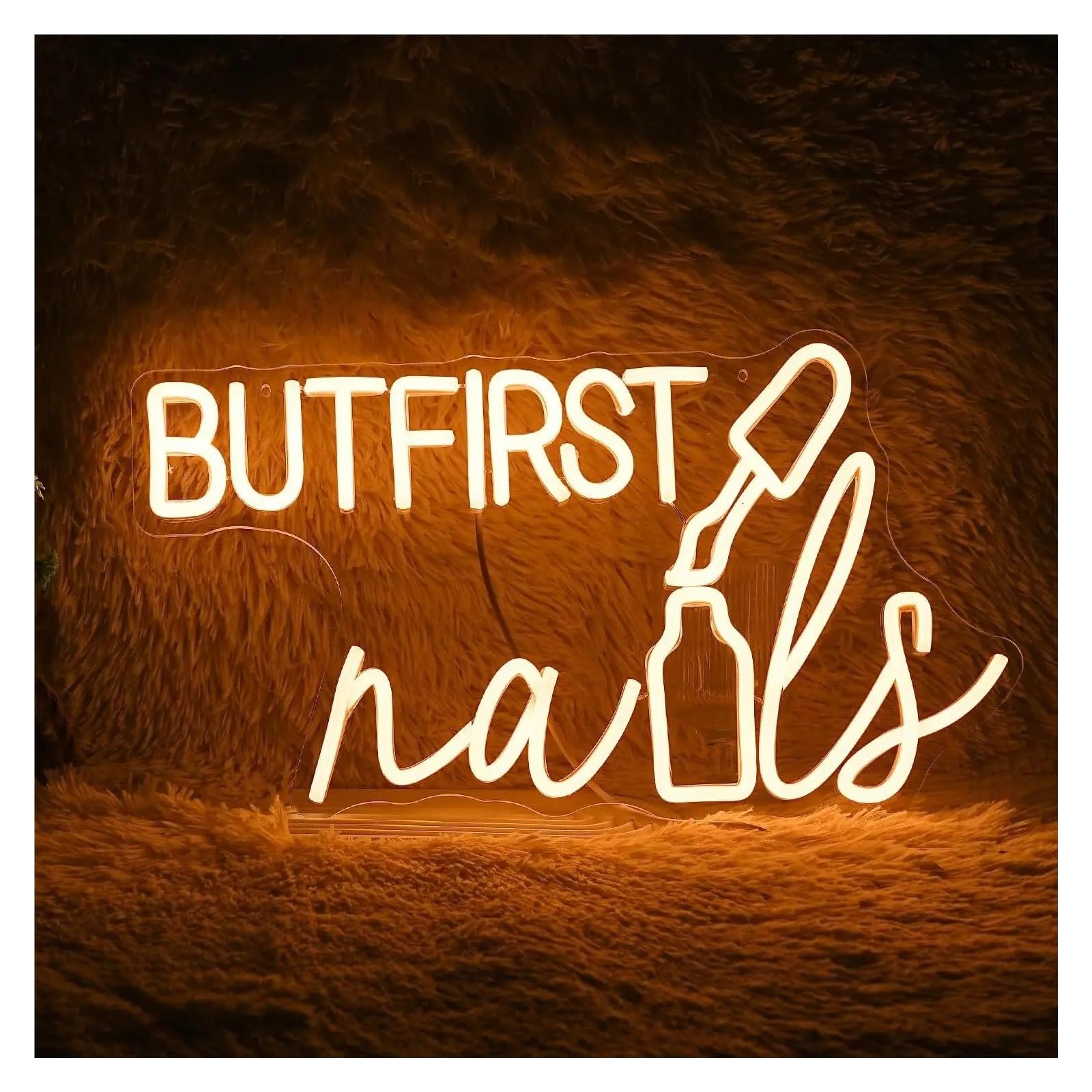 Hängende Kunst-Leuchtreklamen ”But First Nails“Neonschild Dimmbare LED-Nägel Neonlicht USB Warmweiß Für Nagelstudio Mädchenzimmer Shop 25cmx35.2cm