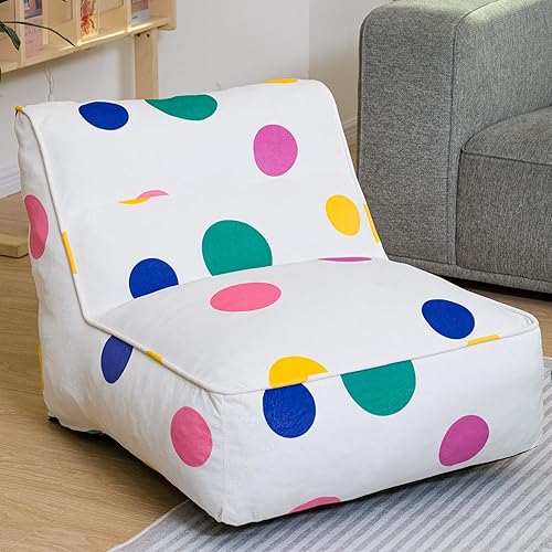 Cvortll Puf para niños, puf con relleno incluido, terciopelo suave y cómodo con lunares, para niños, extra grande, para adolescentes y niños,