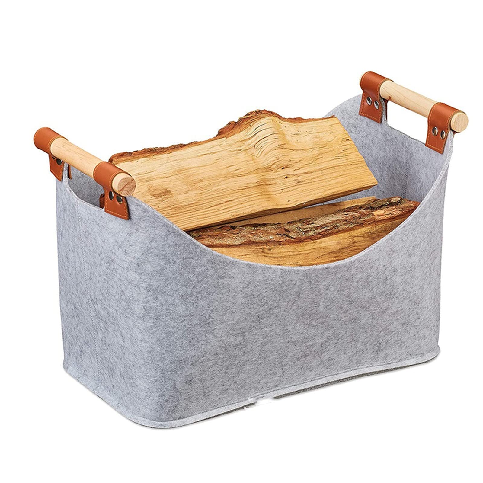 Cesta para Leña Canasta de leña Caja de Almacenamiento Plegable Bolsa de Fieltro Cesta de Almacenamiento Cesta de leña portátil Bolsa de Almacenamiento chimeneas de leña (Color : B)