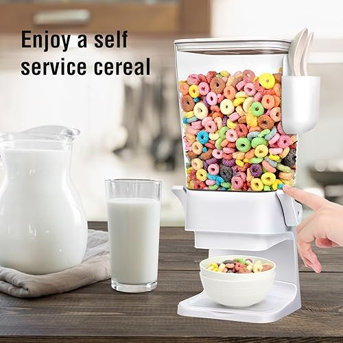 Miniatura 5 de Dispensador de cereales para encimera con 4 tazones y cucharas, contenedor grande de almacenamiento de cereales de 5.5 cuartos de galón para