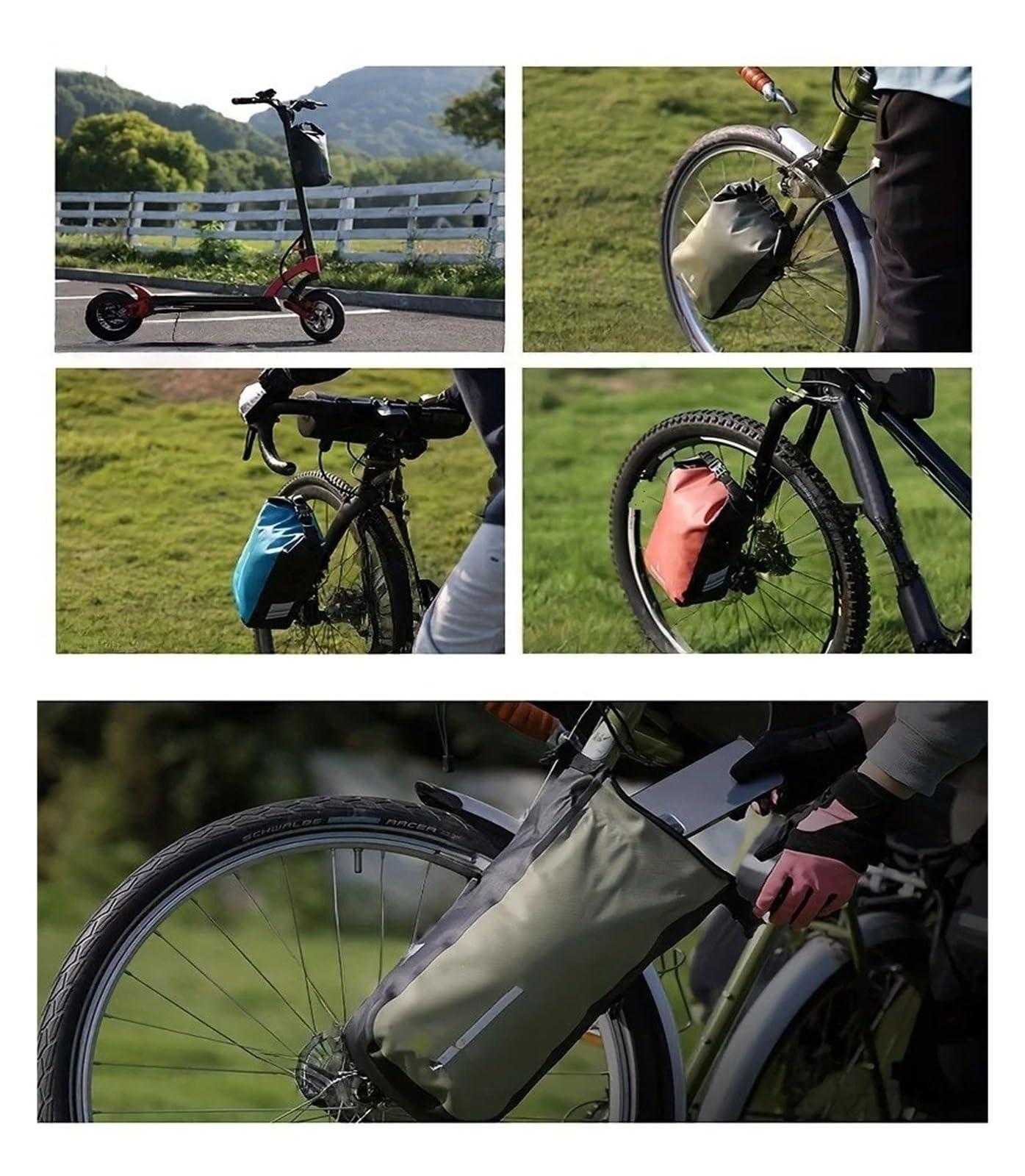Borsa Moto Per Xiaomi 4L 6L Borsa Scooter Elettrico Accessori Forcella Anteriore A Sgancio Rapido Bicicletta Sportiva Impermeabile Selle Moto Bagagli(Blue-4L)