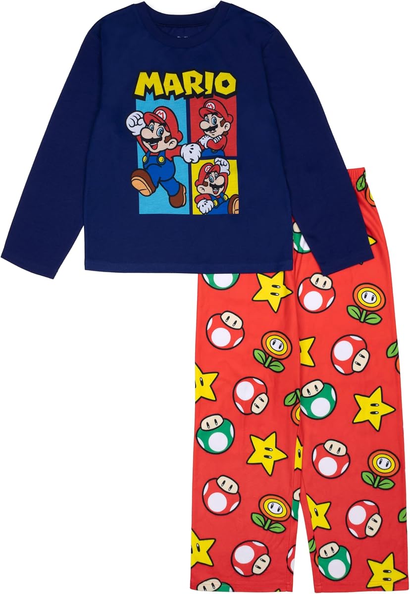 Nintendo Boys' 2-piece Loose-fit Pajama Set, Soft & Cute for Kids